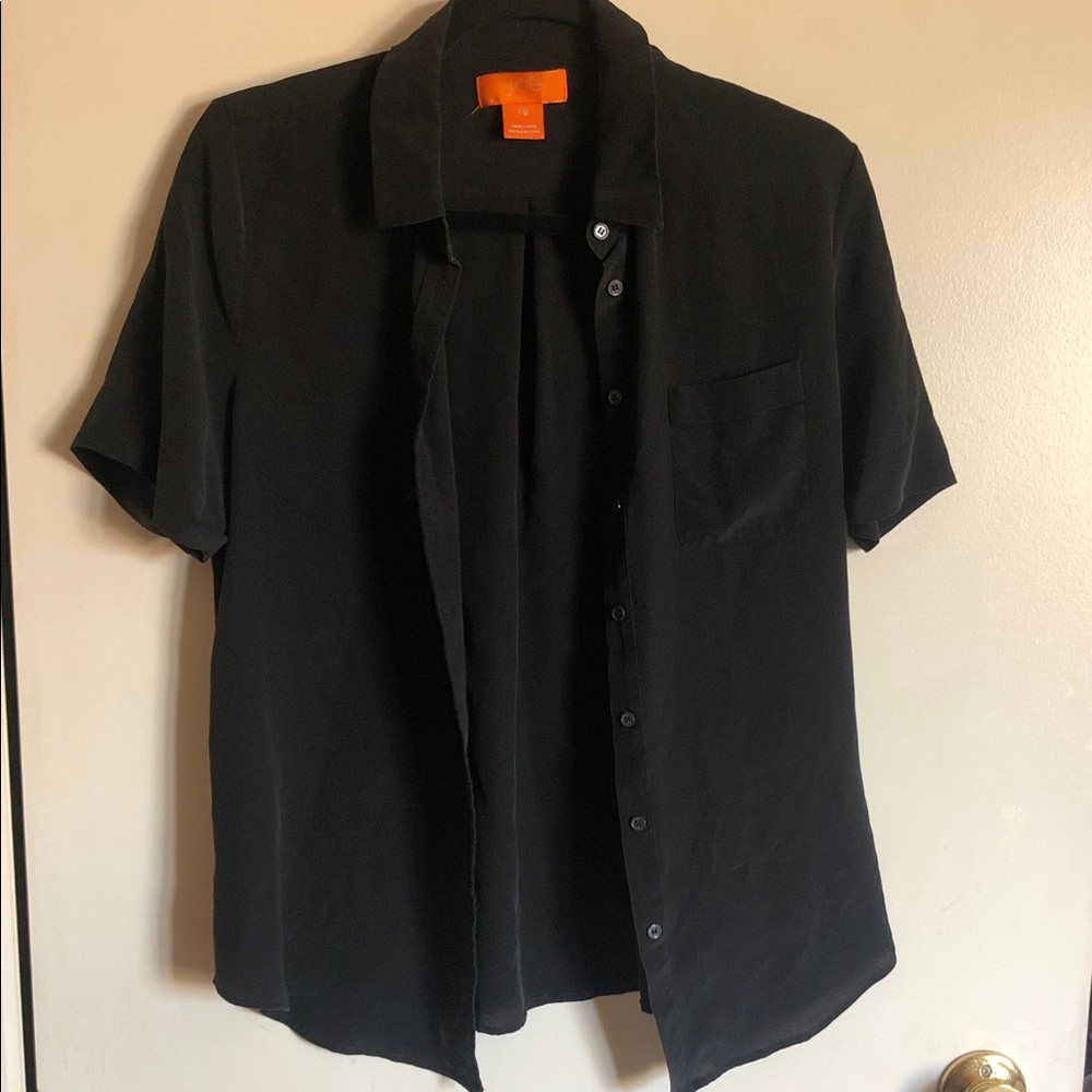 Joe Fresh Women’s Black Short-Sleeve Button-Up Shirt